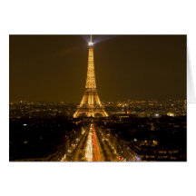La France, Paris. Vue de nuit de Tour Eiffel Cartes De Vœux