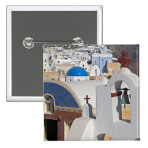 La Grèce et l'île grecque de la ville de Santorini Pin's Avec Agrafe