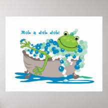 La grenouille dans le baquet badine la salle de ba poster