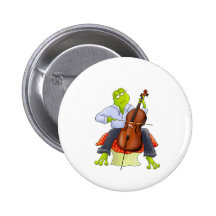 La grenouille joue le violoncelle badges