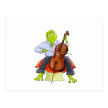 La grenouille joue le violoncelle carte postale