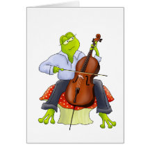 La grenouille joue le violoncelle cartes de vœux