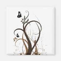 La grunge tourbillonne 2 papillons Brown Magnets