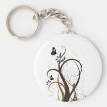 La grunge tourbillonne 2 papillons Brown Porte-clé