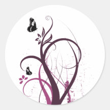 La grunge tourbillonne rose de 2 papillons autocollants