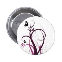 La grunge tourbillonne rose de 2 papillons badges avec agrafe