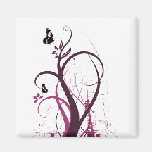La grunge tourbillonne rose de 2 papillons magnets
