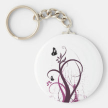 La grunge tourbillonne rose de 2 papillons porte-clés