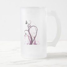 La grunge tourbillonne rose de 2 papillons mug à café
