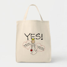 La jeune mariée dit oui des T-shirts et des cadeau Sac Fourre-tout
