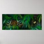 La jungle observe - affiche d'art de tigre et de p
