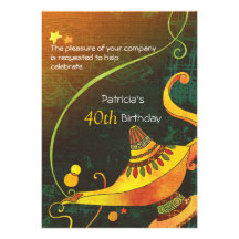 La lampe du génie : Invitation de fête d'anniversa