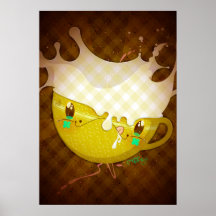 La Leche "tasse jaune d'AMO de Yo de lait " Posters