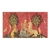 La licorne et la première image médiévale de tapis modèle de carte de visite