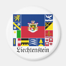La Liechtenstein et ses drapeaux de Gemeinde Aimants Pour Réfrigérateur