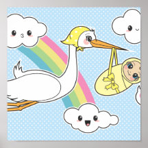 La livraison spéciale - cigogne et bébé posters
