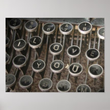 La machine à écrire verrouille "je t'aime " posters