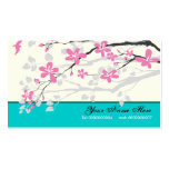 La magnolia fleurit le rose, turquoise florale modèle de carte de visite