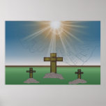 La main de Dieu au-dessus de la croix du Christ Affiches