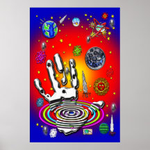 La main de l'humanité dans la copie de l'espace II Poster