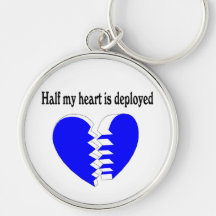 La moitié de mon coeur est déployée (le bleu) porte-clés