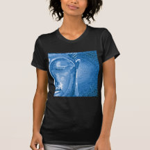 La mosaïque bleue Bouddha font face T-shirt