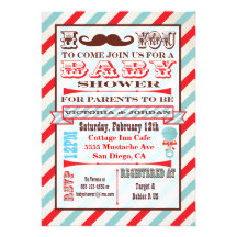 La moustache couple des invitations de baby shower