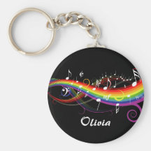 La musique blanche d'arc-en-ciel note Keychain Porte-clef