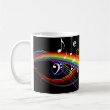 La musique blanche d'arc-en-ciel note la tasse