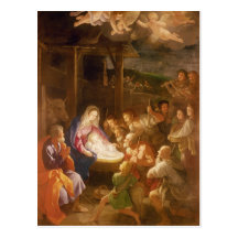 La nativité la nuit, 1640 carte postale
