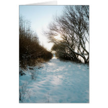 La neige d'hiver a couvert le chemin anglais de ca carte de vœux