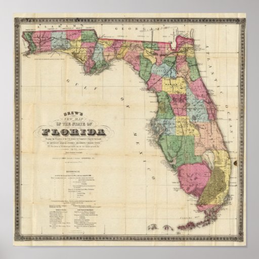 La nouvelle carte Drew's de l'État de Floride Affiche