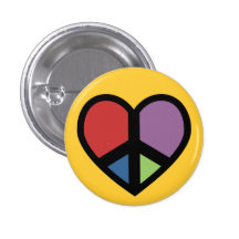 La paix signent dedans un bouton de coeur badges
