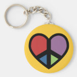 La paix signent dedans un coeur Keychain Porte-clés