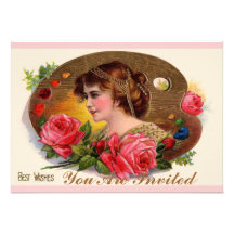 La palette et les roses du peintre invitation personnalisable
