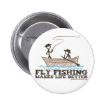 La pêche de mouche rend la vie meilleure badge avec épingle