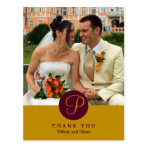 La photo classique centrale de monogramme de Brown Cartes Postales