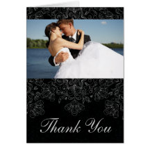 La photo florale noire élégante de mariage de remo carte de vœux
