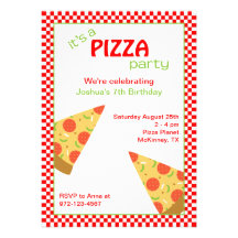 La pizza découpe des invitations en tranches de pa
