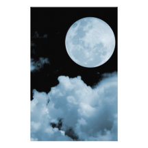LA PLEINE LUNE OPACIFIE LE BLEU PAPIER À LETTRE PERSONNALISÉ