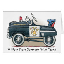 La police pédale carte de note de voiture de canne