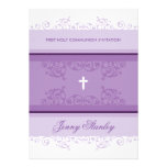 La PREMIÈRE COMMUNION INVITE le pourpre violet de  Faire-parts