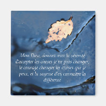 La prière de sérénité en automne français arrose l