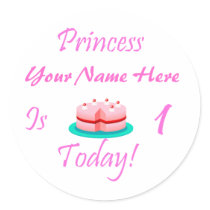 La princesse (votre nom) a 1 ans aujourd'hui autocollants