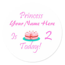 La princesse (votre nom) a 2 ans aujourd'hui autocollants