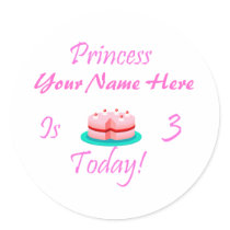 La princesse (votre nom) a 3 ans aujourd'hui autocollants