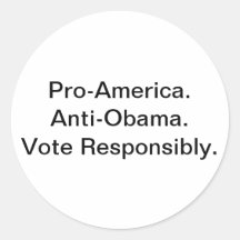 La pro Amérique. Anti bouton d'Obama Adhésif Rond