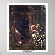 La proie (chasse), avec des chiens par Courbet Gus Poster