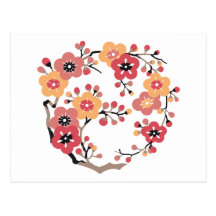 La prune japonaise fleurit cercle carte postale