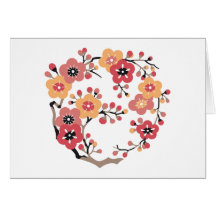 La prune japonaise fleurit cercle cartes de vœux
